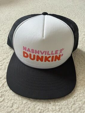 Dunkin' Donuts Nashville Trucker Hat - White & Black Tennessee